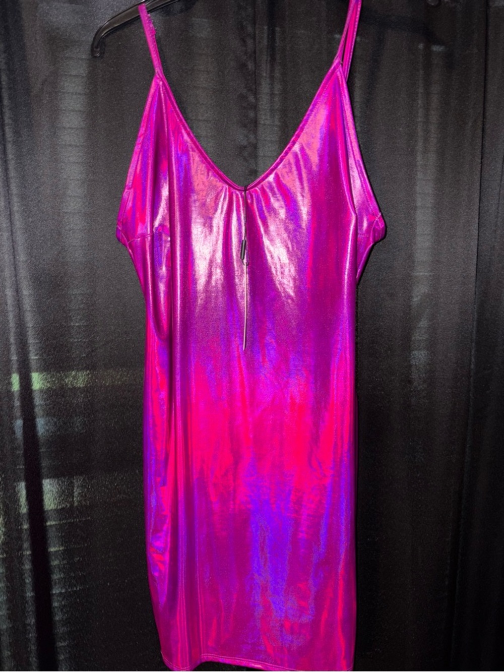 Fashion Nova Fuchsia Metallic Slip Mini Dress